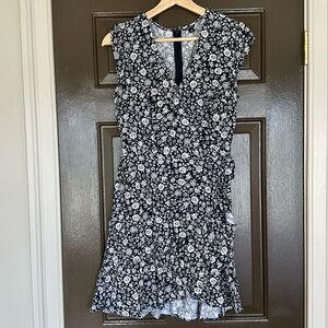 J Crew Mercantile Navy Faux Wrap Dress Sz 2